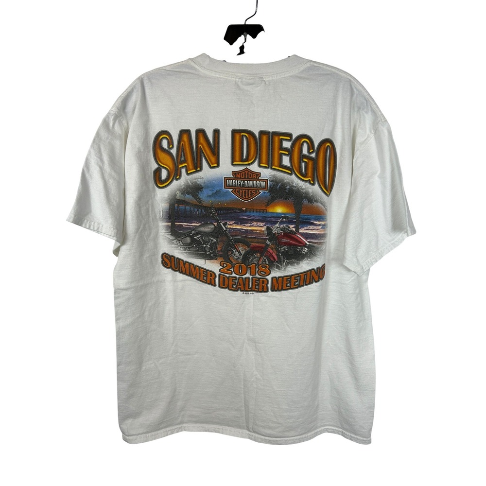 Harley Davidson 2018 San Diego Summer Bikercore Graphic T-Shirt White Large